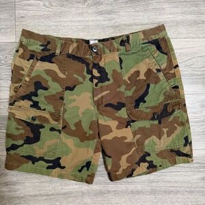JCP‎ Mens Woodland Camo Cargo Shorts Size 38 Green Brown 100% Cotton Tactical